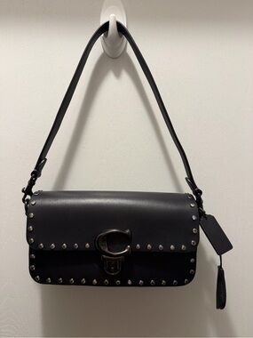 COACH Studio Convertible Baguette with Crystal Rivets Bag Black/Gunmetal